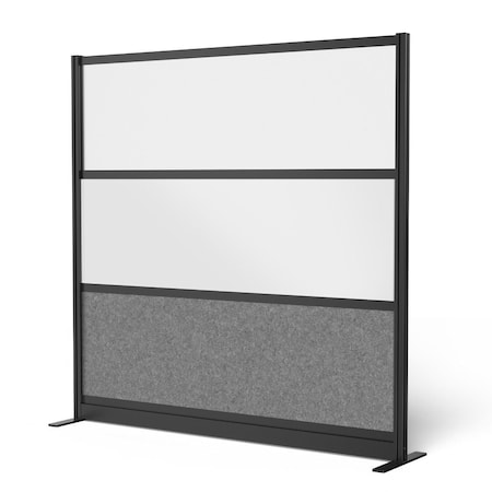 Luxor Modular Wall Room Divider System - Black Frame - 70in. x 70in. Starter Wall - Wide Paneling MW-7070-FWCGWB